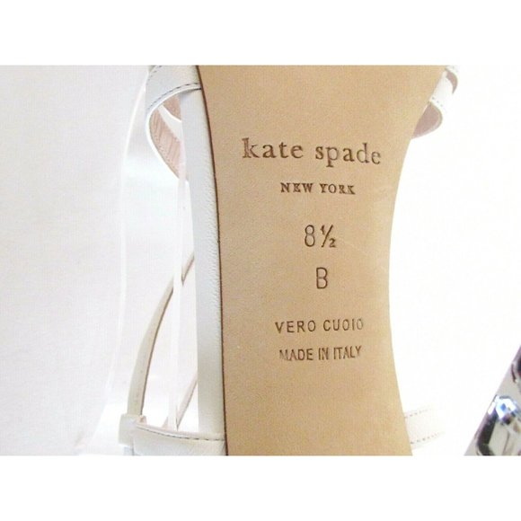 Designer Kate Spade N Y White Leather Ankle Strap Crystal High Heel Sandal's 8.5 - Picture 13 of 16